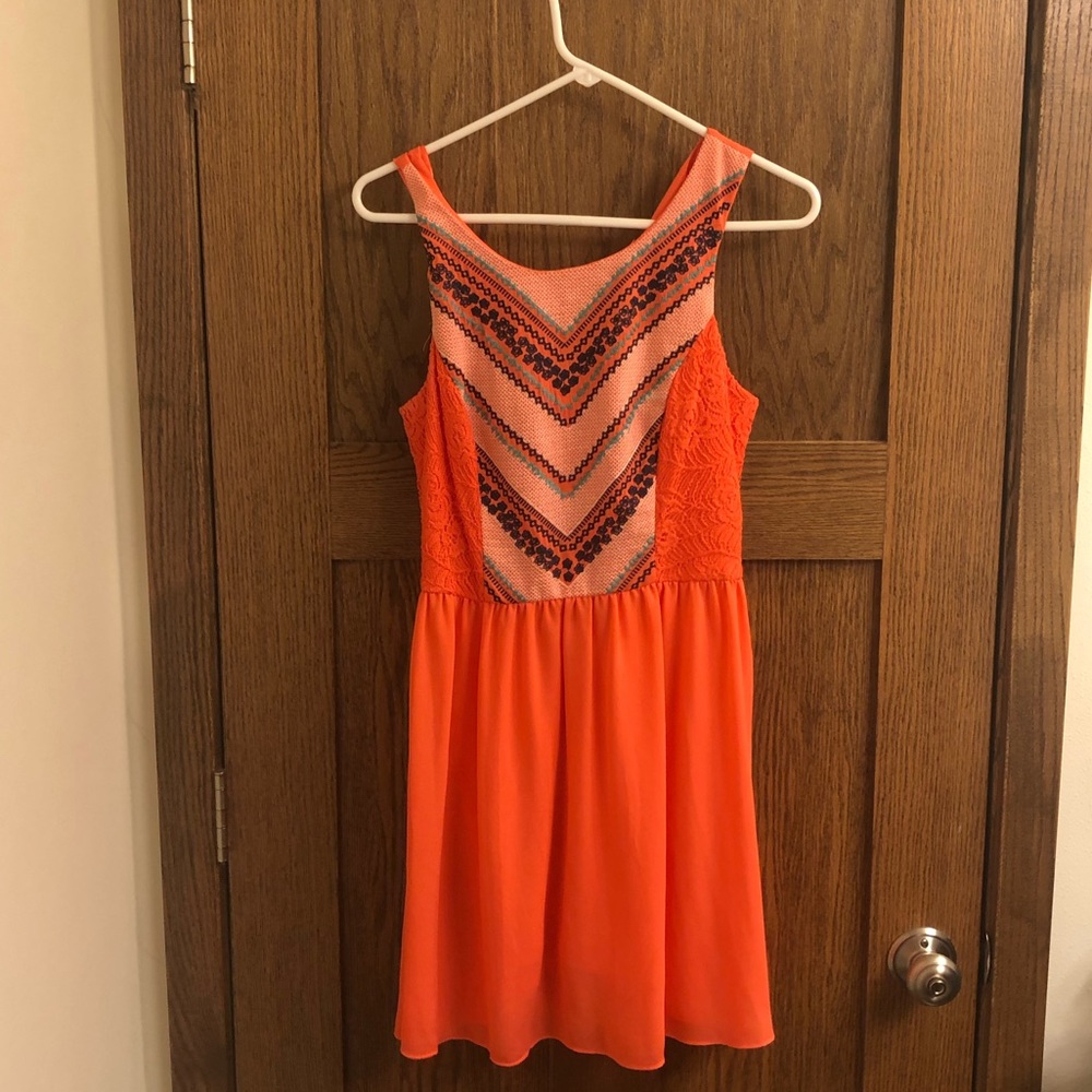 Orange wedding guest dress